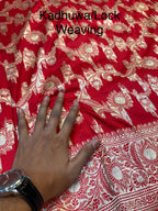 Red 100% Pure Banarasi Katan Silk Handloom Handwoven Pattu Saree