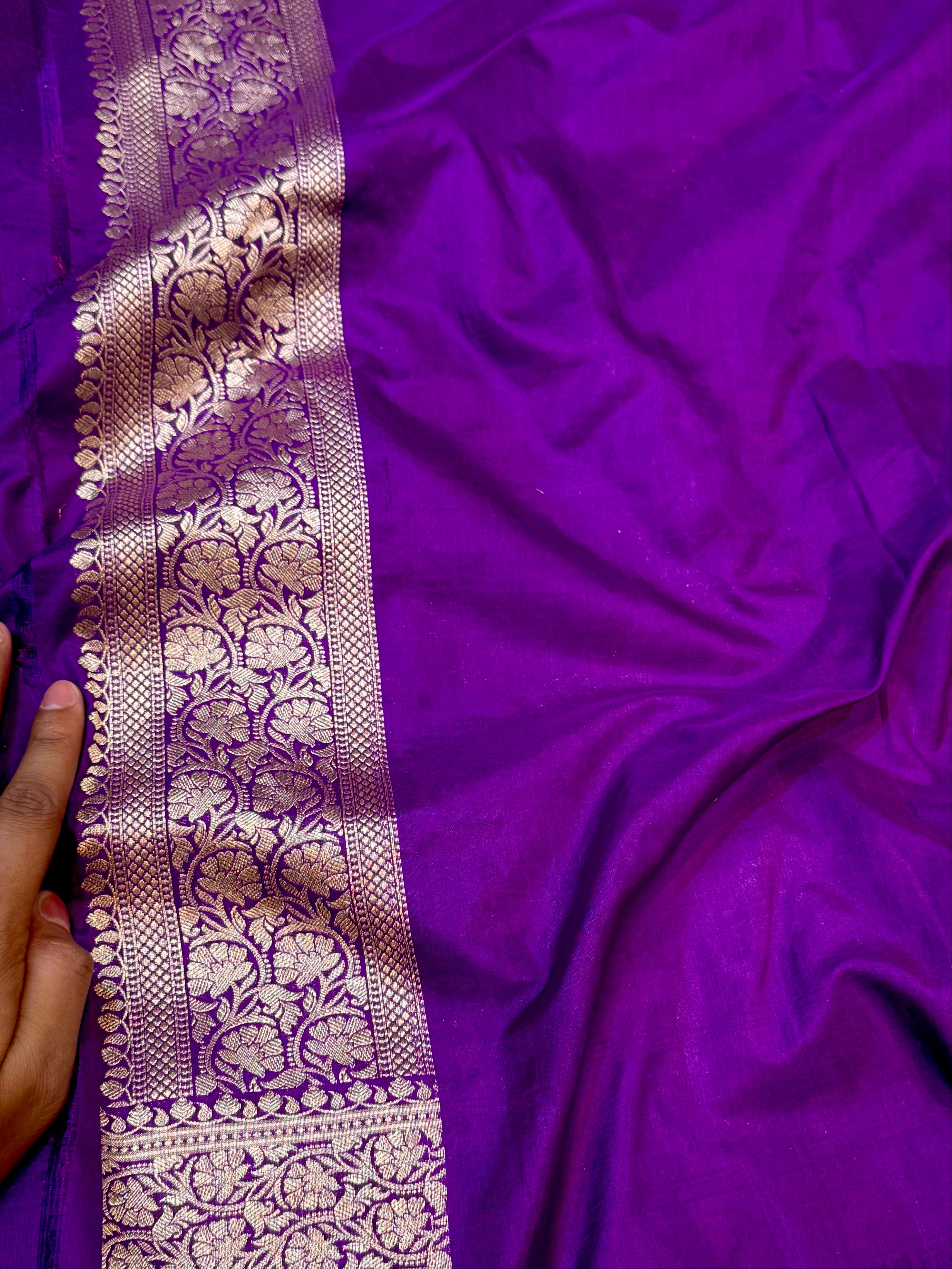 Purple 100% Pure Banarasi Katan Silk Saree