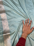 Prebook | Powder Blue 100% Pure Banarasi Katan Silk Saree
