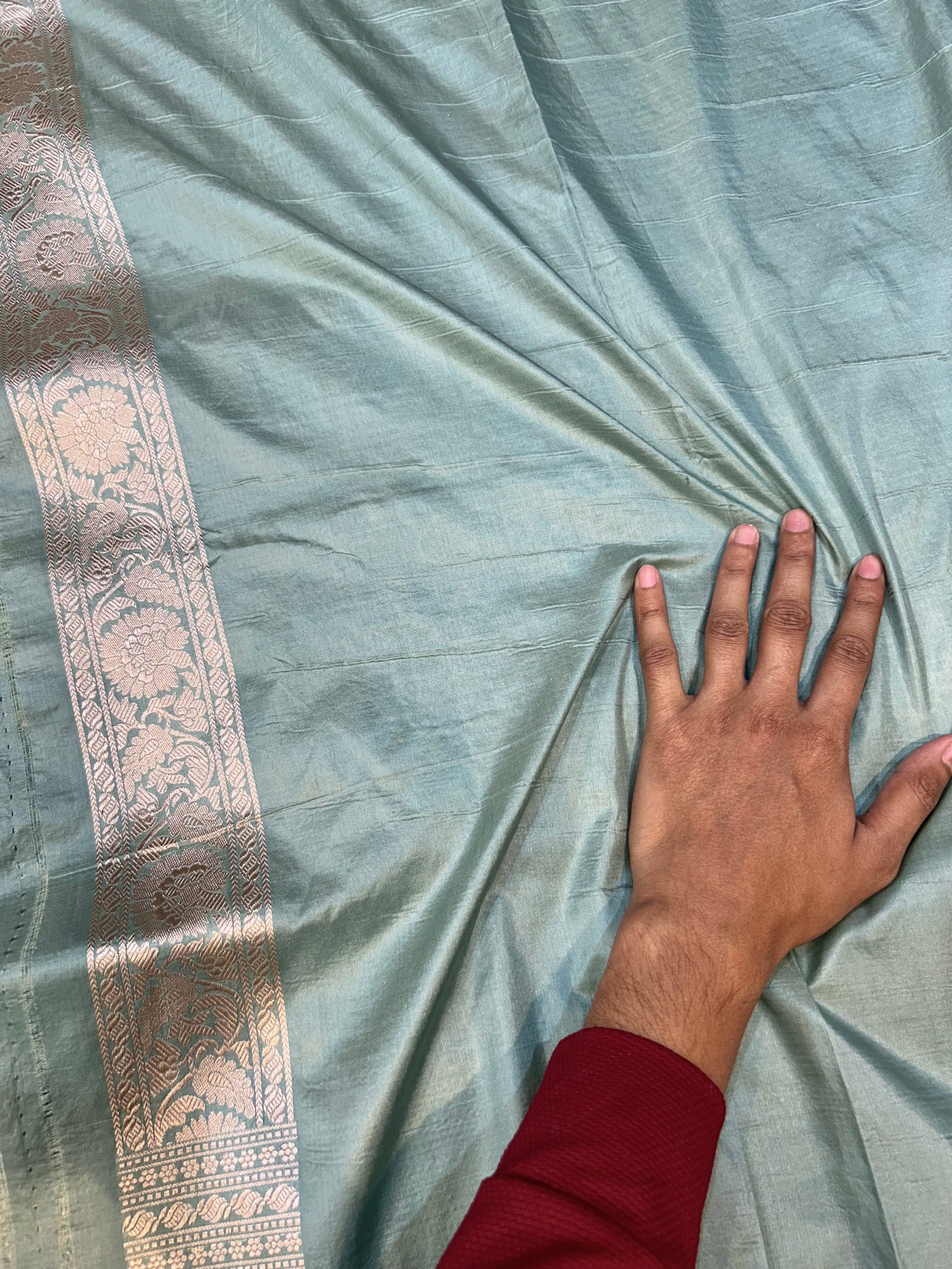 Prebook | Powder Blue 100% Pure Banarasi Katan Silk Saree