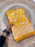 Yellow 100% Pure Banarasi Katan Silk Meenakari Saree