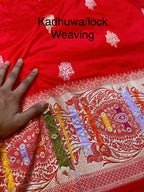 100% Pure Banaras Katan Silk Handloom Handwoven Pattu Saree