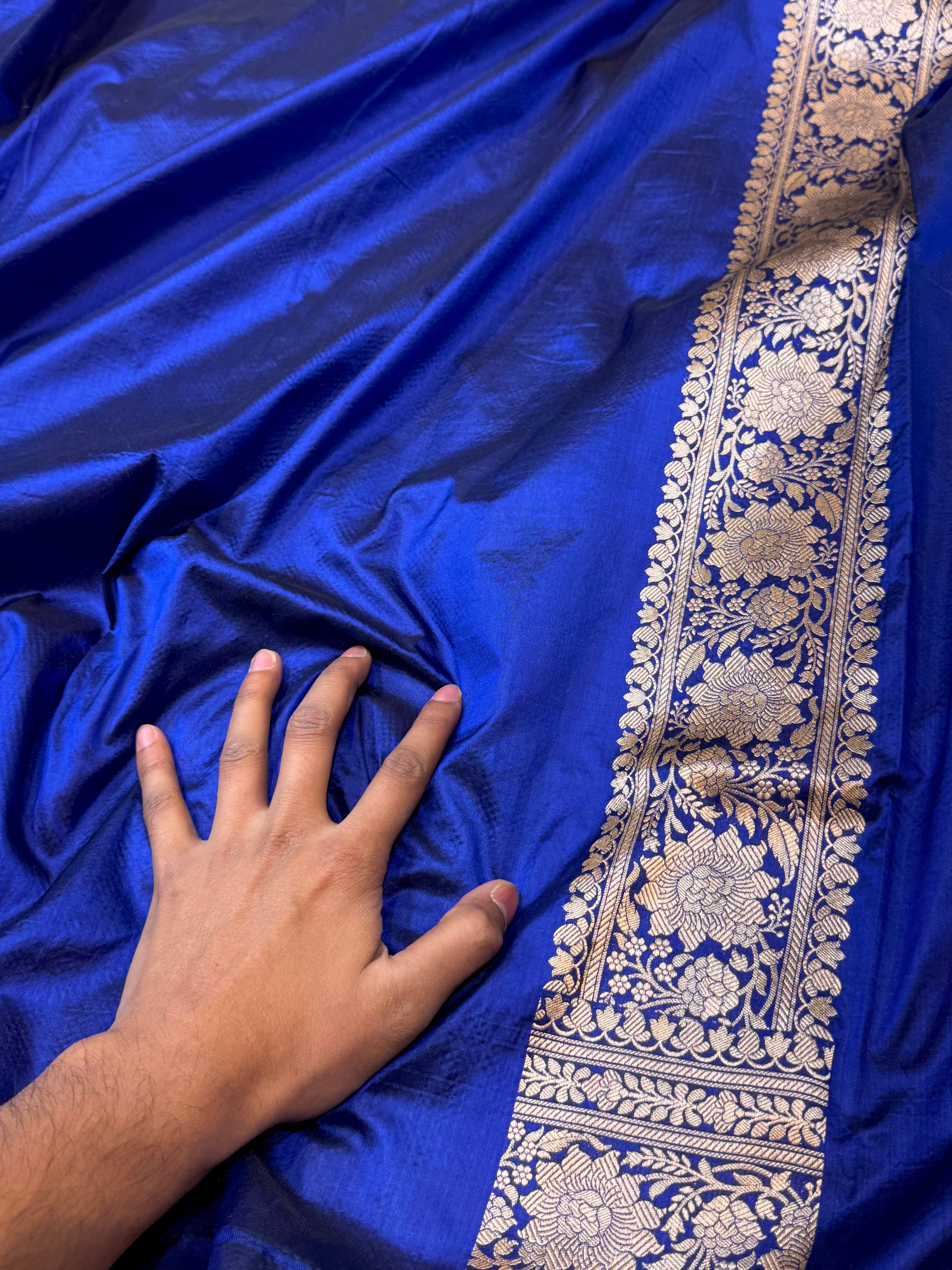 Royal Blue 100% Pure Banarasi Katan Silk Saree