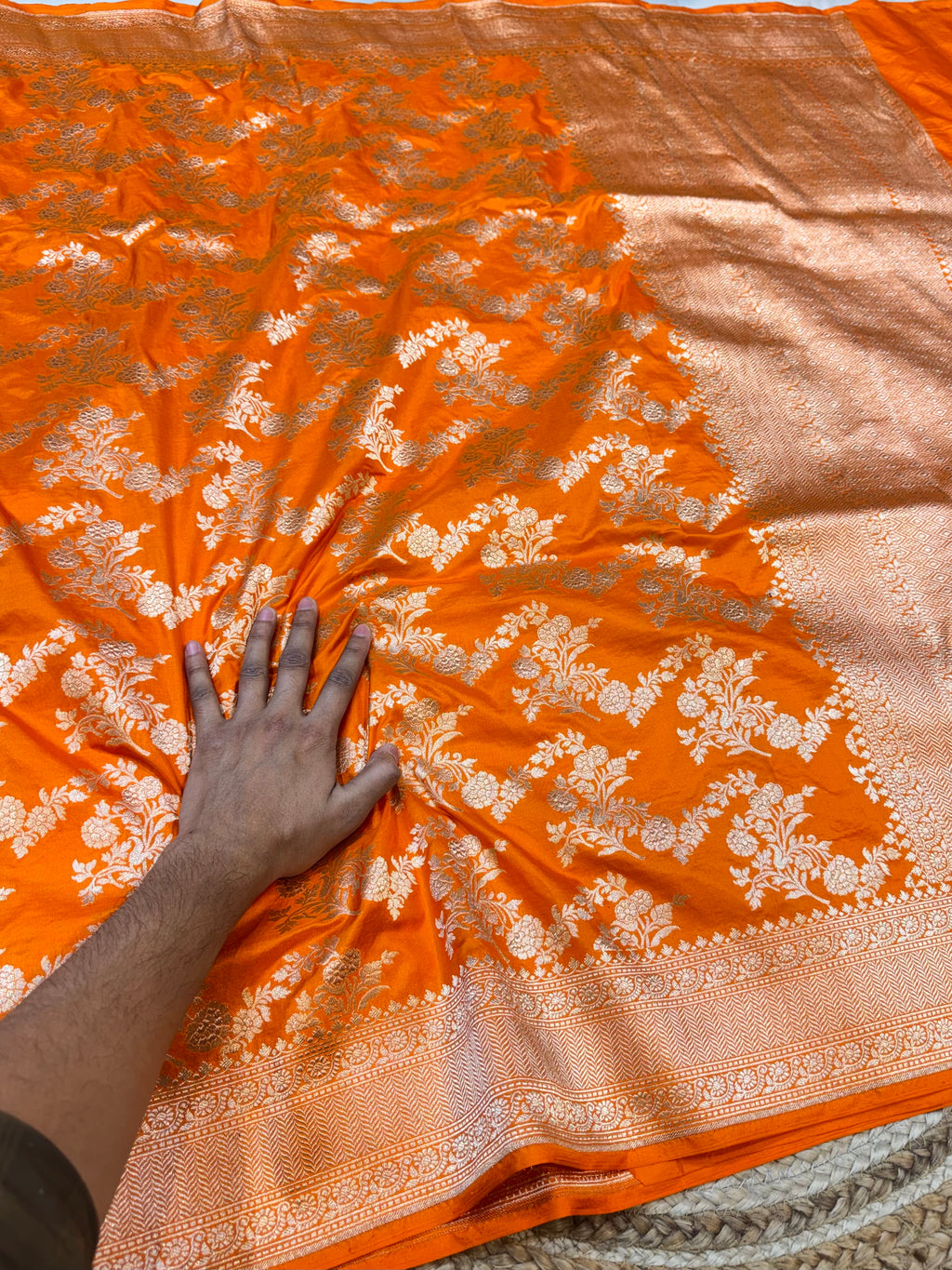 Prebook | Fanta Orange 100% Pure Banarasi Katan Silk Saree