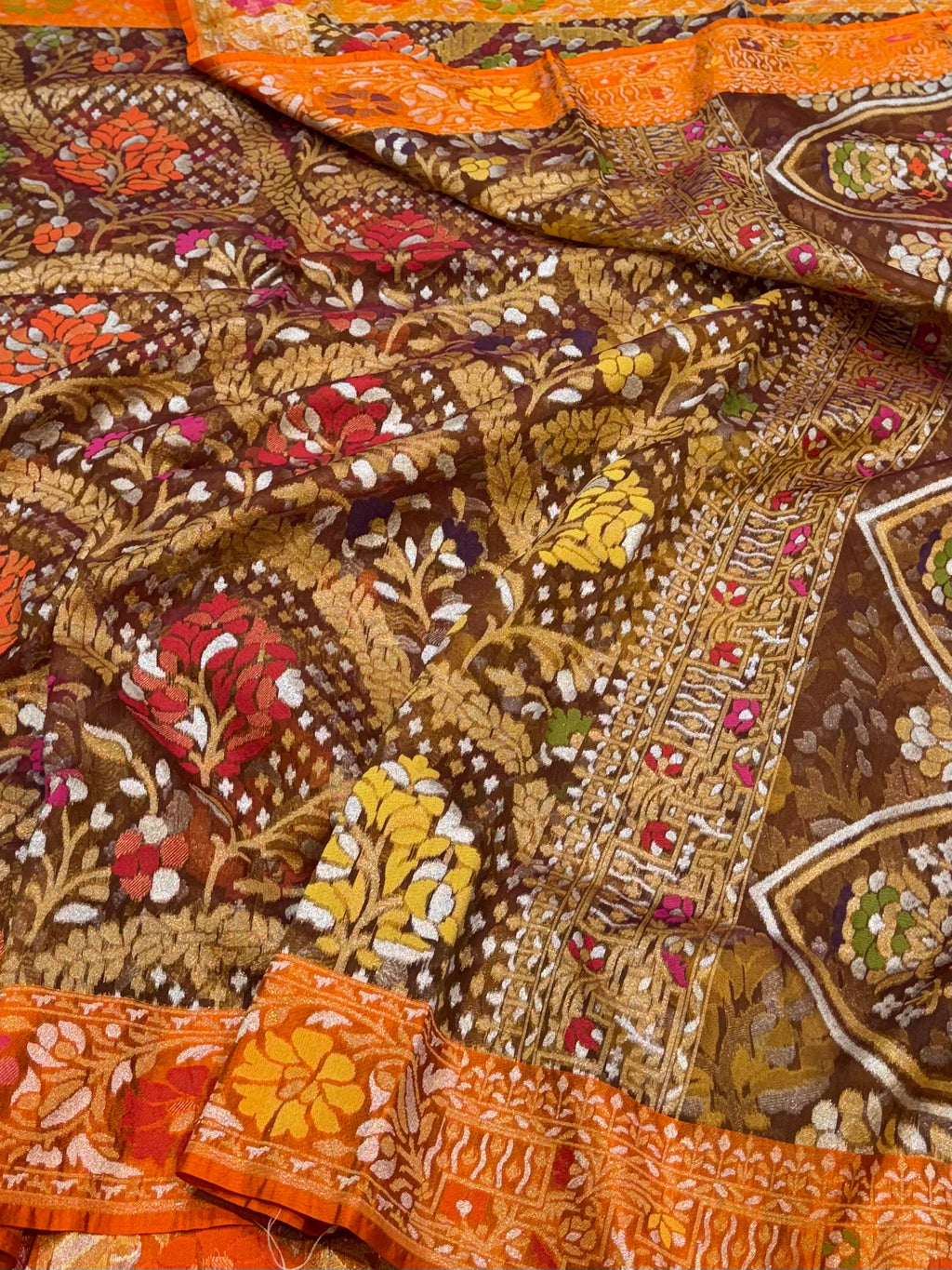 Cheeku 100% Pure Ektara Banarasi Kora Jamdani Saree