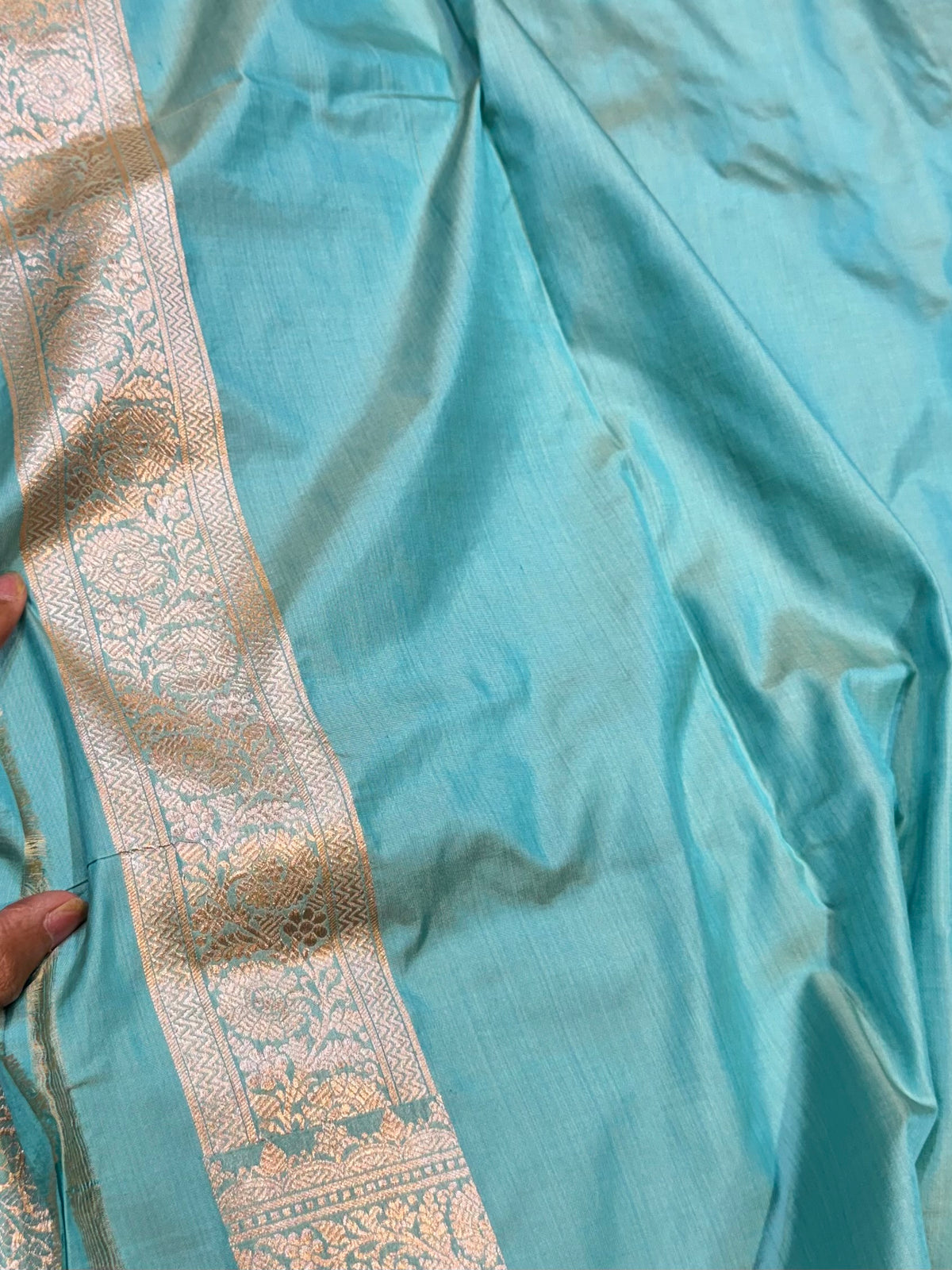 Pastel Blue Pure Banarasi Katan Silk Saree