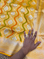 Yellow 100% Pure Banarasi Katan Silk Meenakari Saree