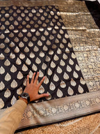 Black 100% Pure Banarasi Katan Silk Saree