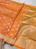 Peach Banarasi Semi Katan Silk Partywear Saree