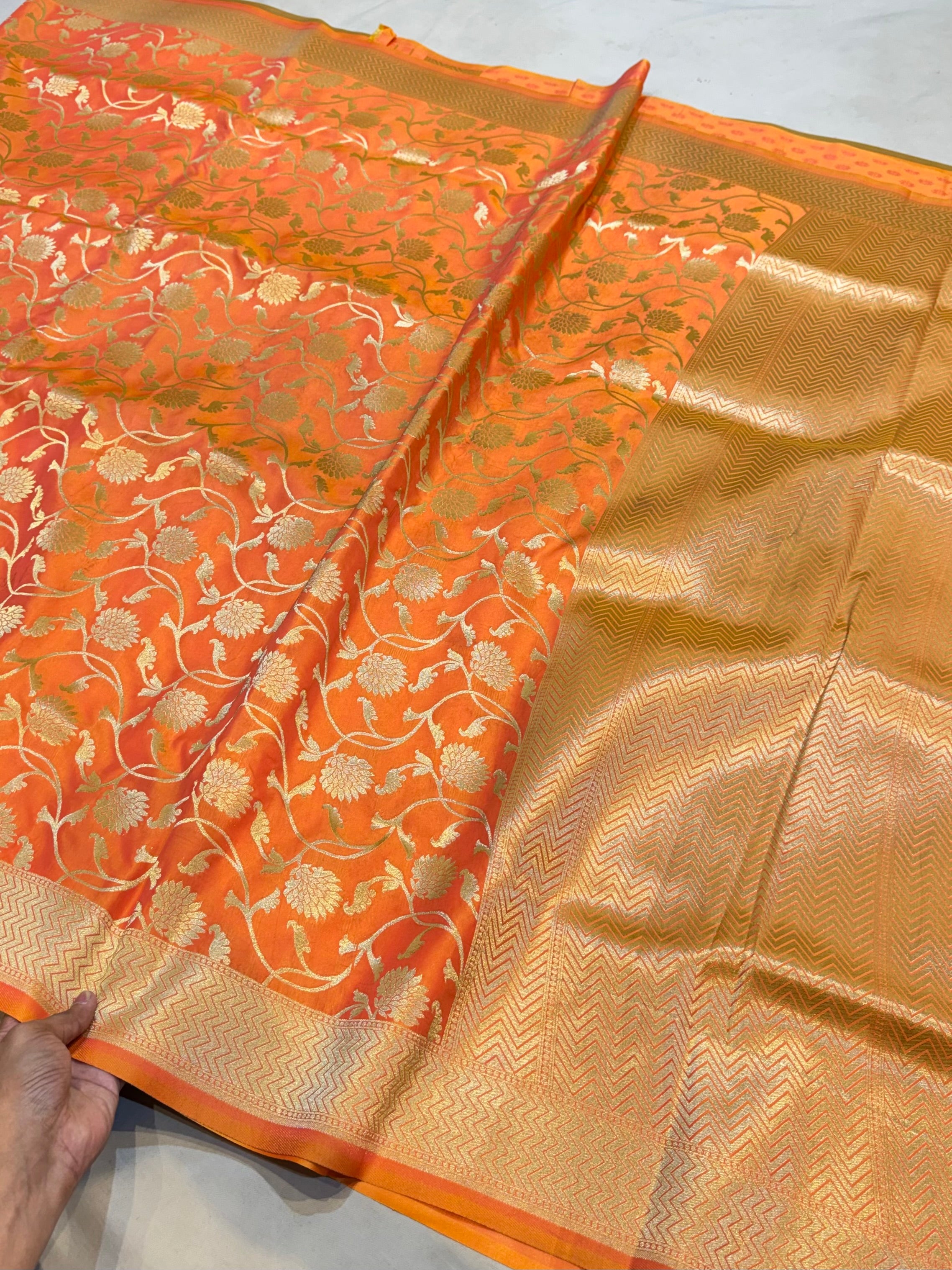 Peach Banarasi Semi Katan Silk Partywear Saree