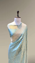 Powder Blue 100% Pure Banarasi Katan Silk Saree