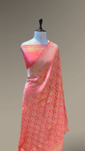 Baby Pink 100% Pure Banarasi Katan Silk Meenakari Saree