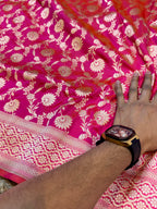 Dual Shade Pink 100% Pure Banarasi Katan Silk Saree