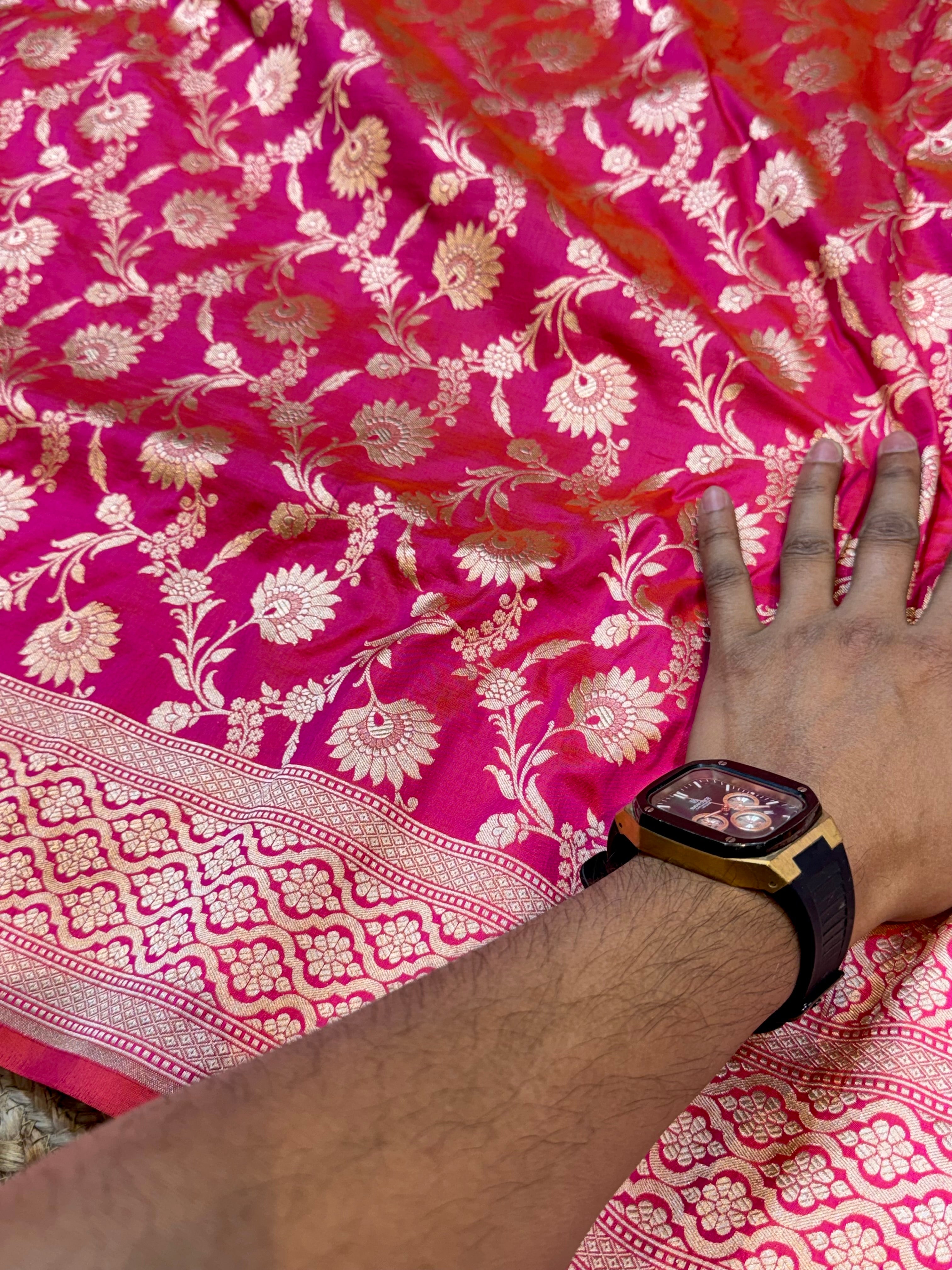 Dual Shade Pink 100% Pure Banarasi Katan Silk Saree