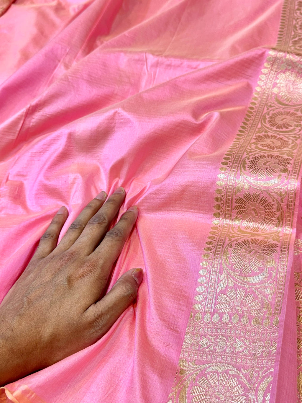 Baby Pink 100% Pure Banarasi Katan Silk Saree