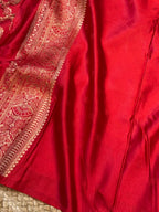 Red Banarasi Soft Mashru Silk Partywear Saree