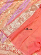 Peach 100% Pure Banarasi Khaddi Georgette RANGKAAT Saree