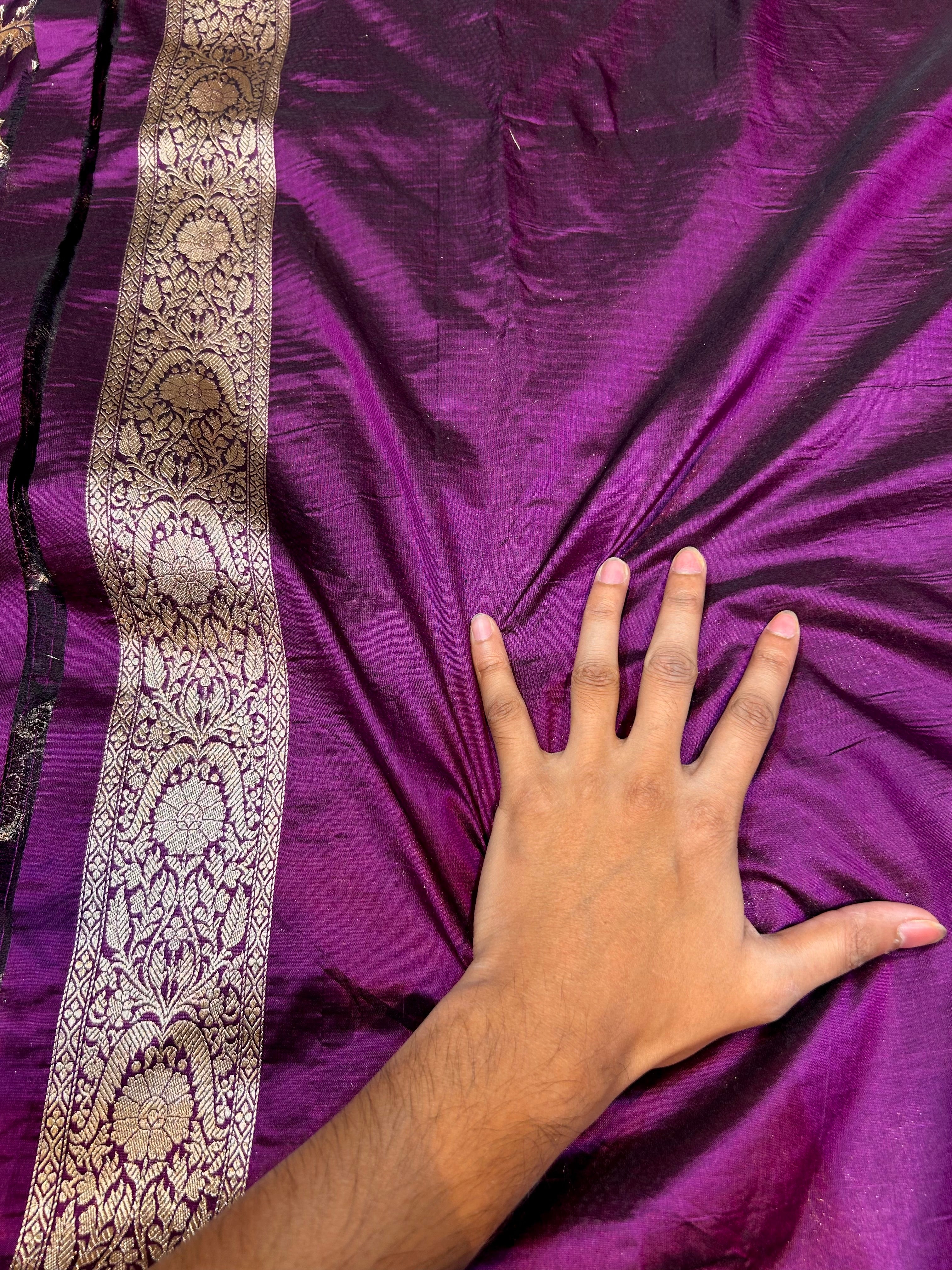 Wine Purple 100% Pure Banarasi Katan Silk Saree