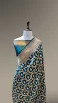 Teal Green 100% Pure Banarasi Katan Silk Meenakari Saree