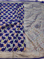 Prebook | Royal Blue 100% Pure Banarasi Khaddi Georgette Meenakari Saree
