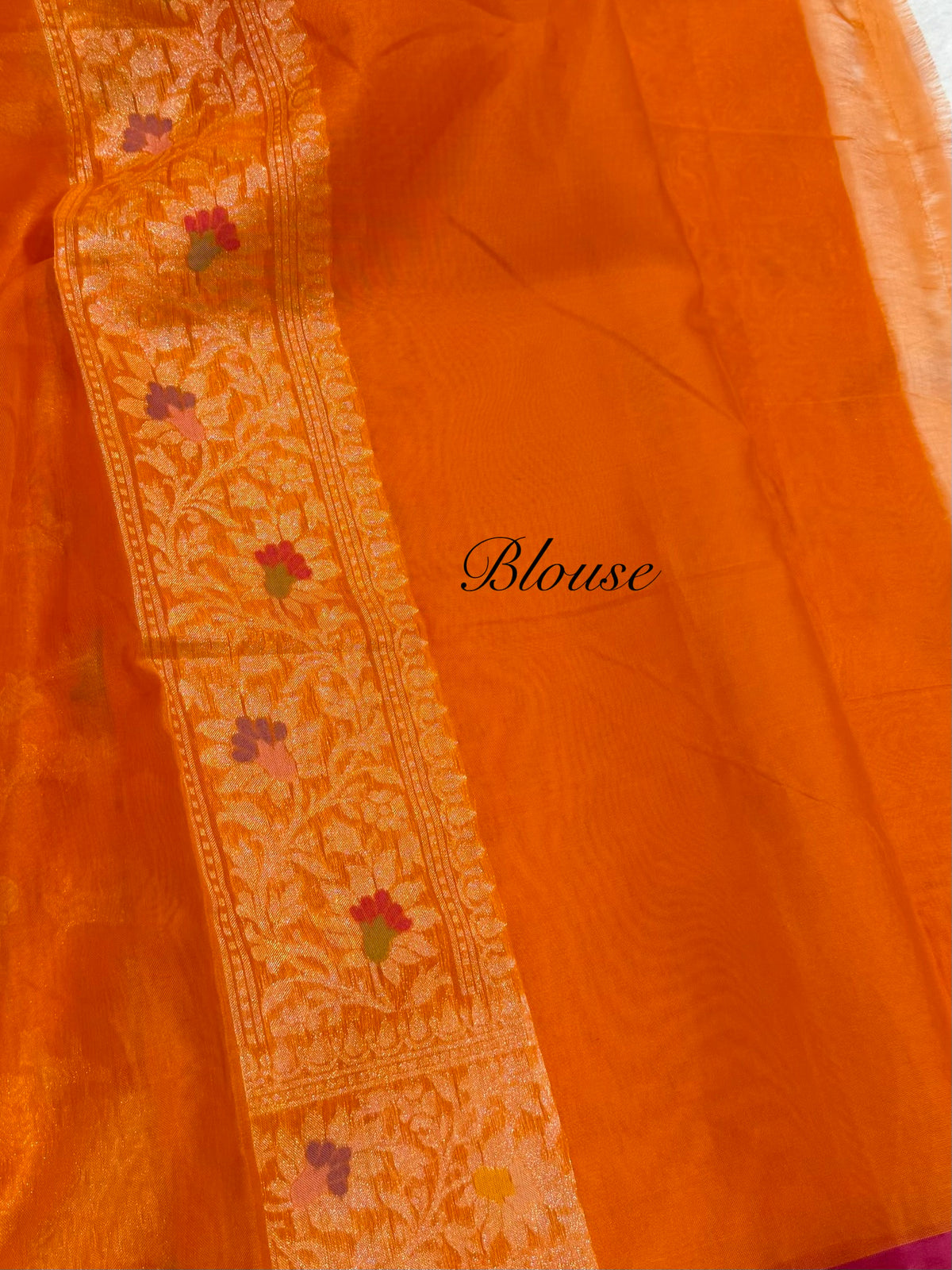 Prebook | Fanta Orange Banarasi Ektara Kora Jamdani Saree