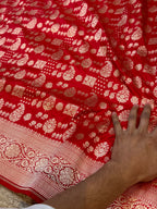 Red 100% Pure Banarasi Katan Silk Saree