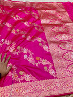 Prebook | Rani Pink 100% Pure Banarasi Katan Silk Meenakari Saree