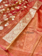 Diamond Red 100% Pure Tissue Silk Banarasi Partywear Saree