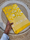 Yellow 100% Pure Banarasi Katan Silk Saree