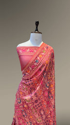 Rose Gold 100% Pure Ektara Banarasi Cotton Jamdani Saree
