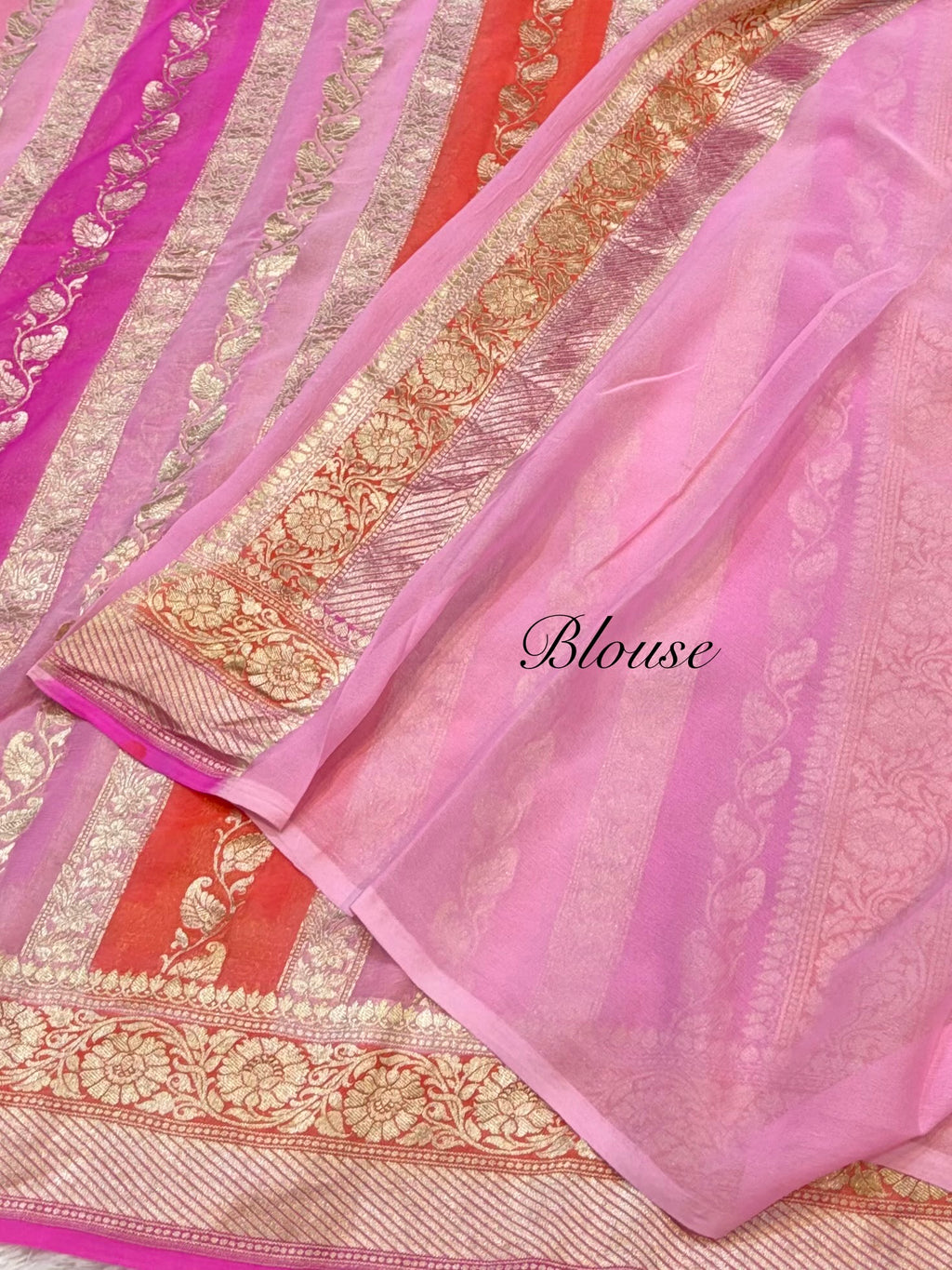 Pink 100% Pure Banarasi Khaddi Georgette RANGKAAT Saree