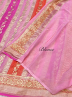 Pink 100% Pure Banarasi Khaddi Georgette RANGKAAT Saree