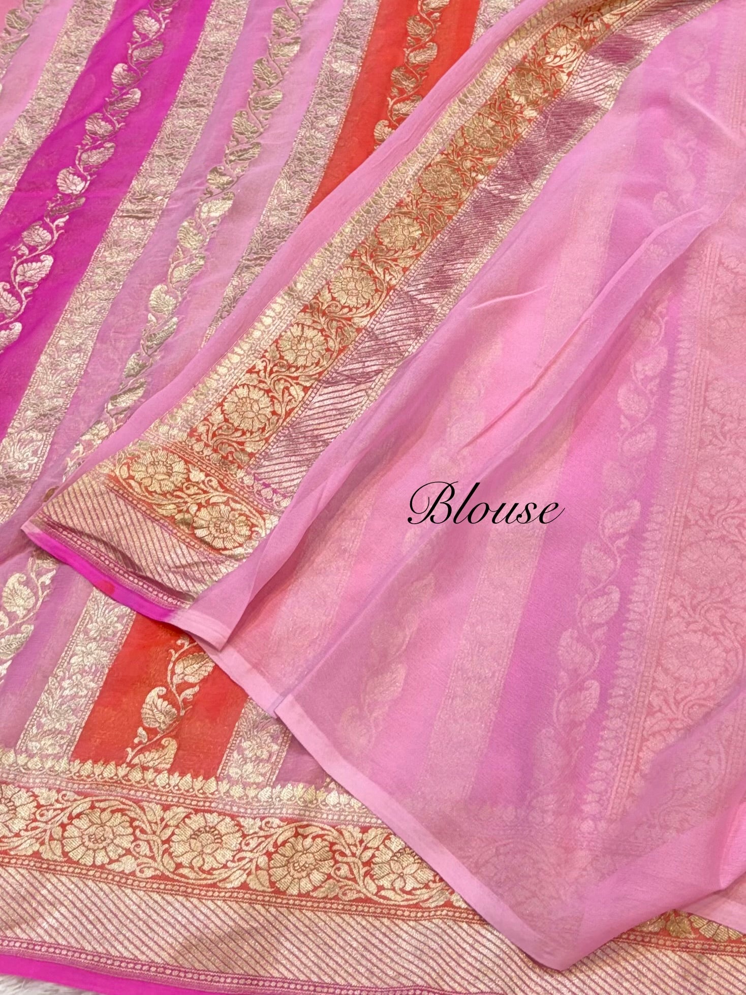 Pink 100% Pure Banarasi Khaddi Georgette RANGKAAT Saree
