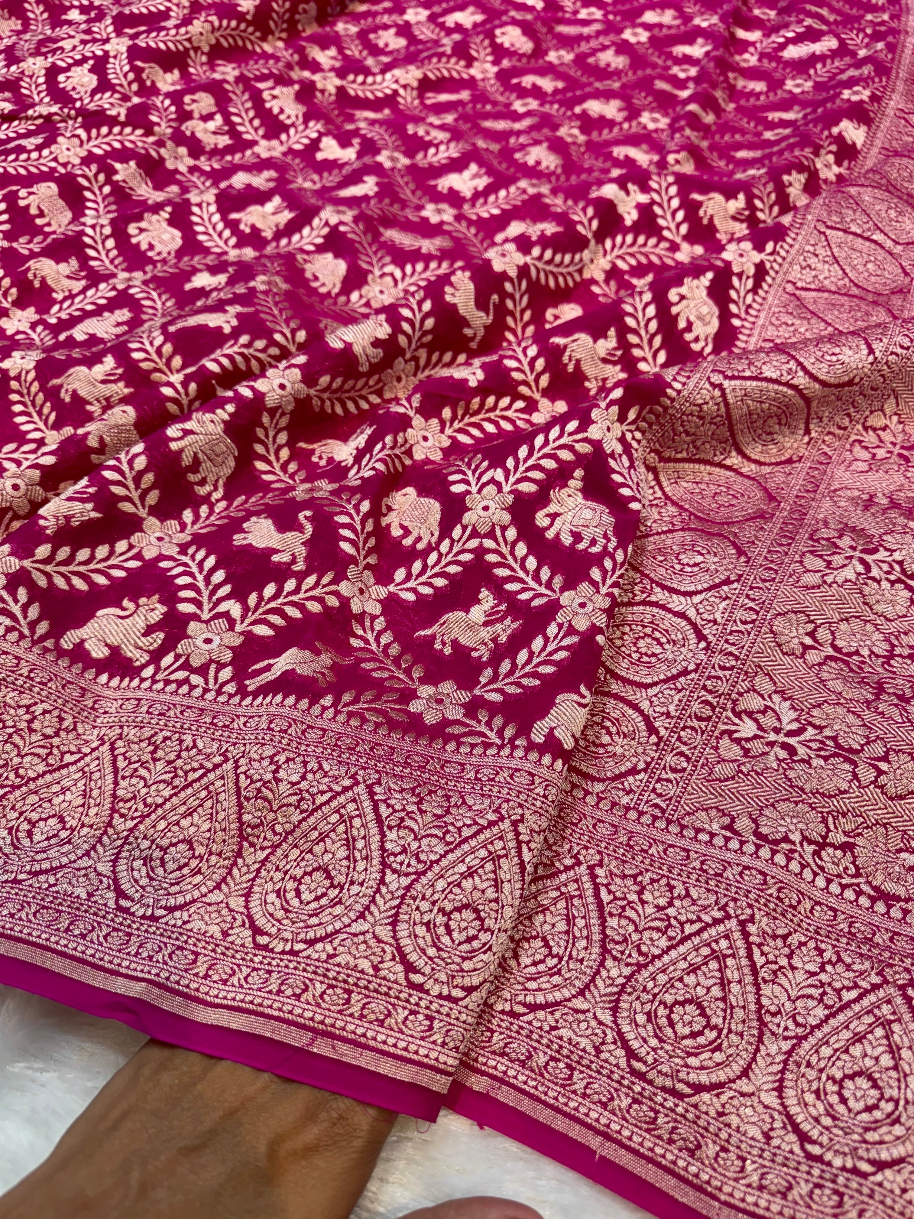 100% Pure Khaddi Georgette SHIKARGAH Saree