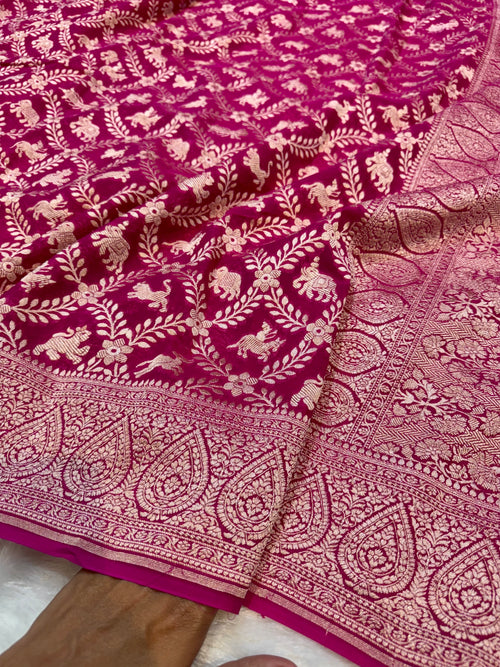 100% Pure Khaddi Georgette SHIKARGAH Saree