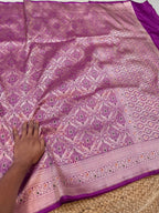 Magenta Pink 100% Pure Banarasi Katan Silk Meenakari Brocade Saree