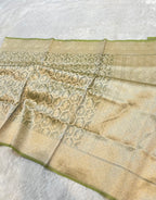 Diamond Green 100% Pure Tissue Silk Banarasi Partywear Saree