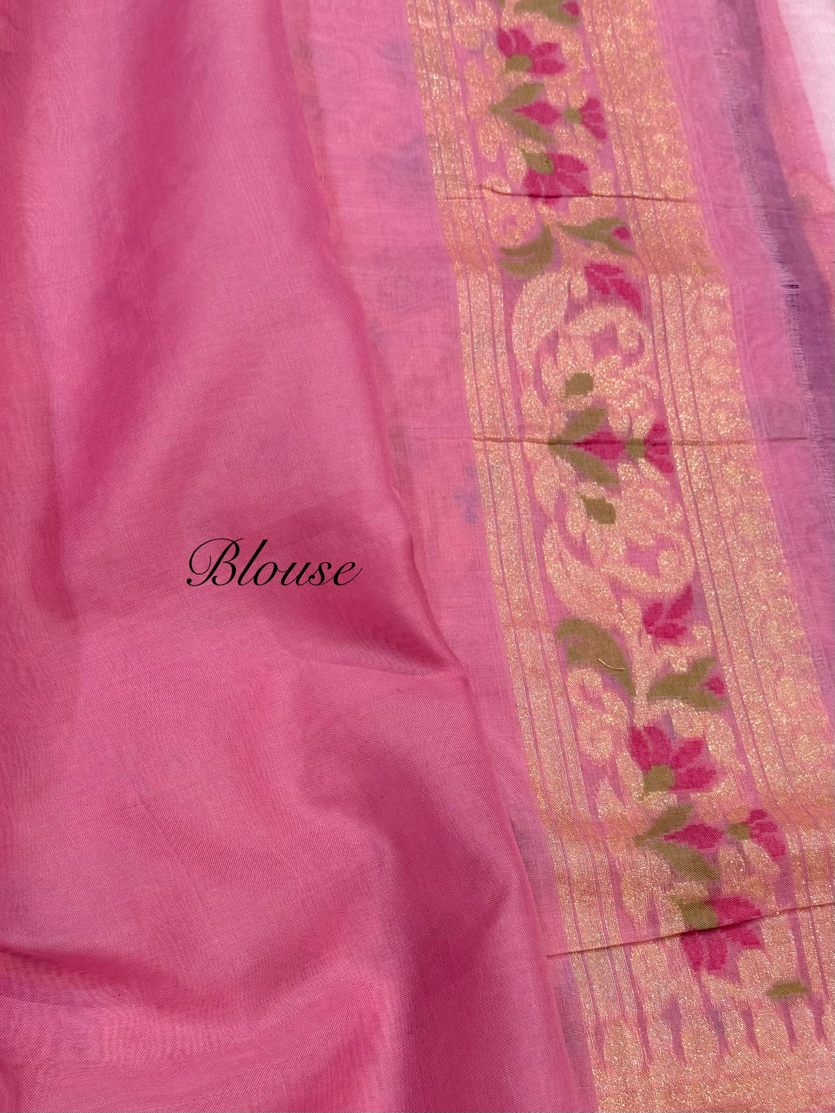 Baby Pink Pure Handloom Banarasi Ektara Kora Jamdani Saree