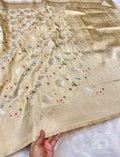 Beige Banarasi SemiKatan Silk Partywear Saree