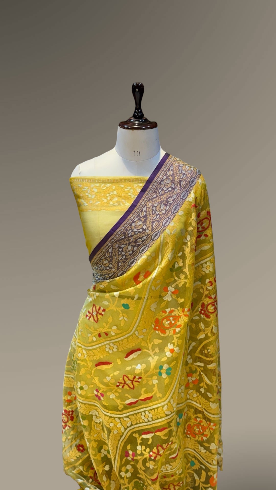 Light Pista Green Pure Ektara Banarasi Kora Jamdani Saree