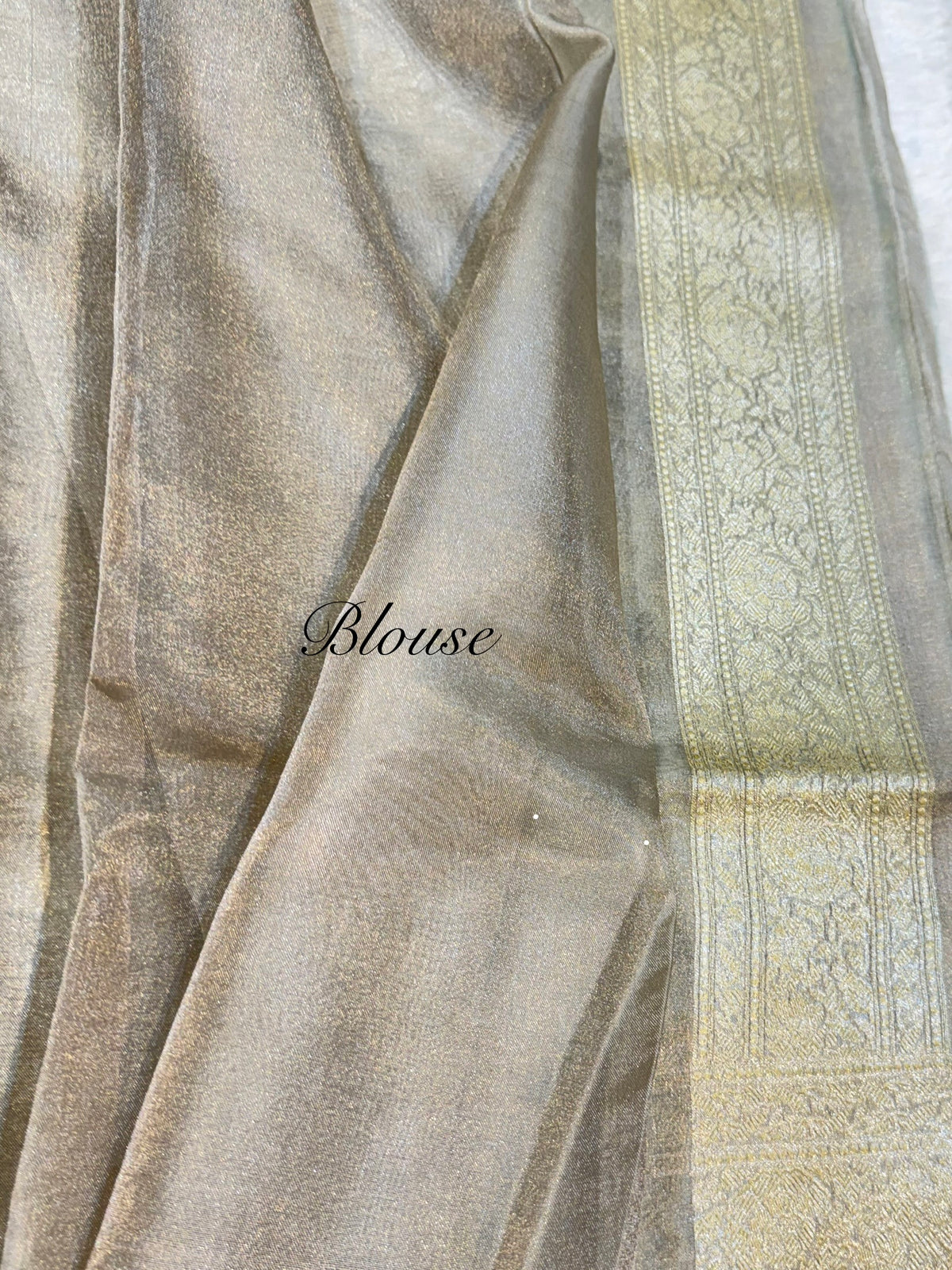 Diamond Grey 100% Pure Tissue Silk Banarasi Partywear Saree