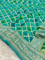 Sea Green 100% Pure Banarasi Khaddi Georgette RANGKAAT Saree