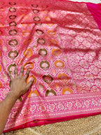 Rani Pink 100% Pure Banaras Katan Silk Rangkaat Saree