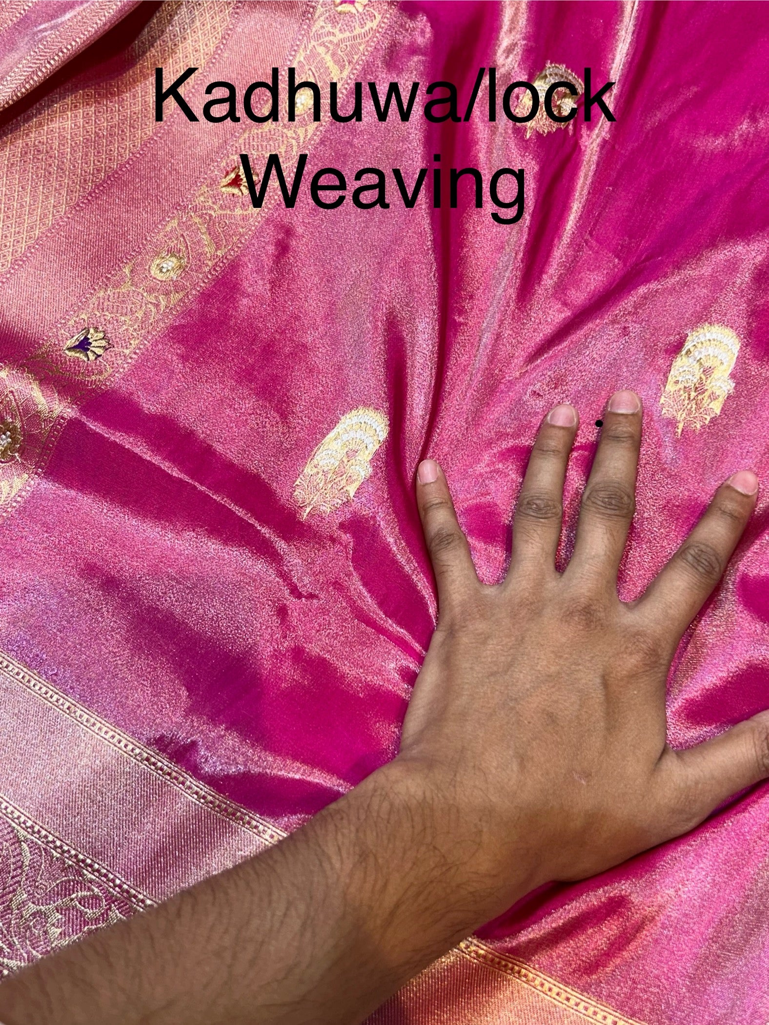 Magenta Pink 100% Pure Banarasi Tissue Silk Handloom Handwoven Saree