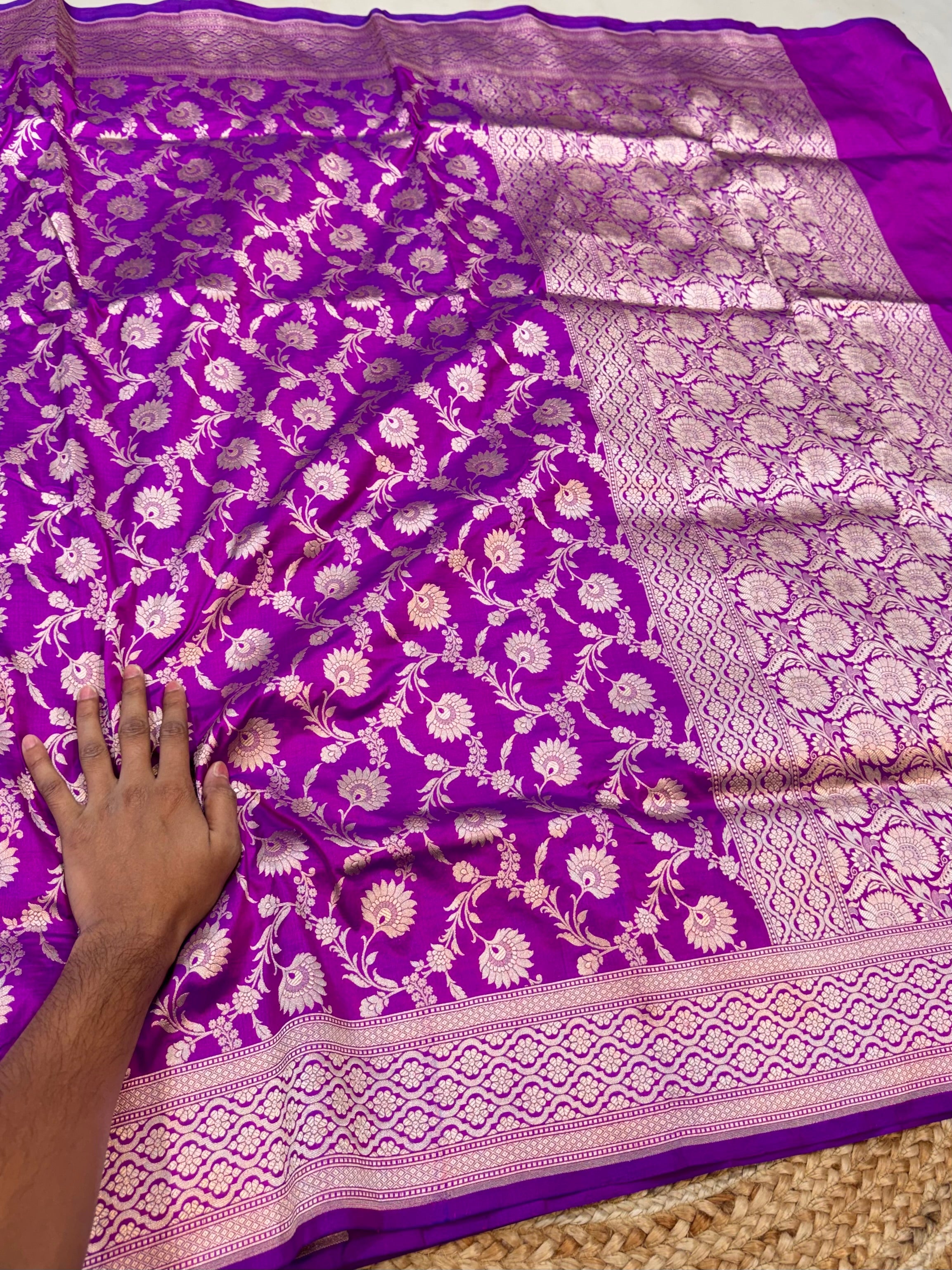 Dual Shade Purple 100% Pure Banarasi Katan Silk Saree