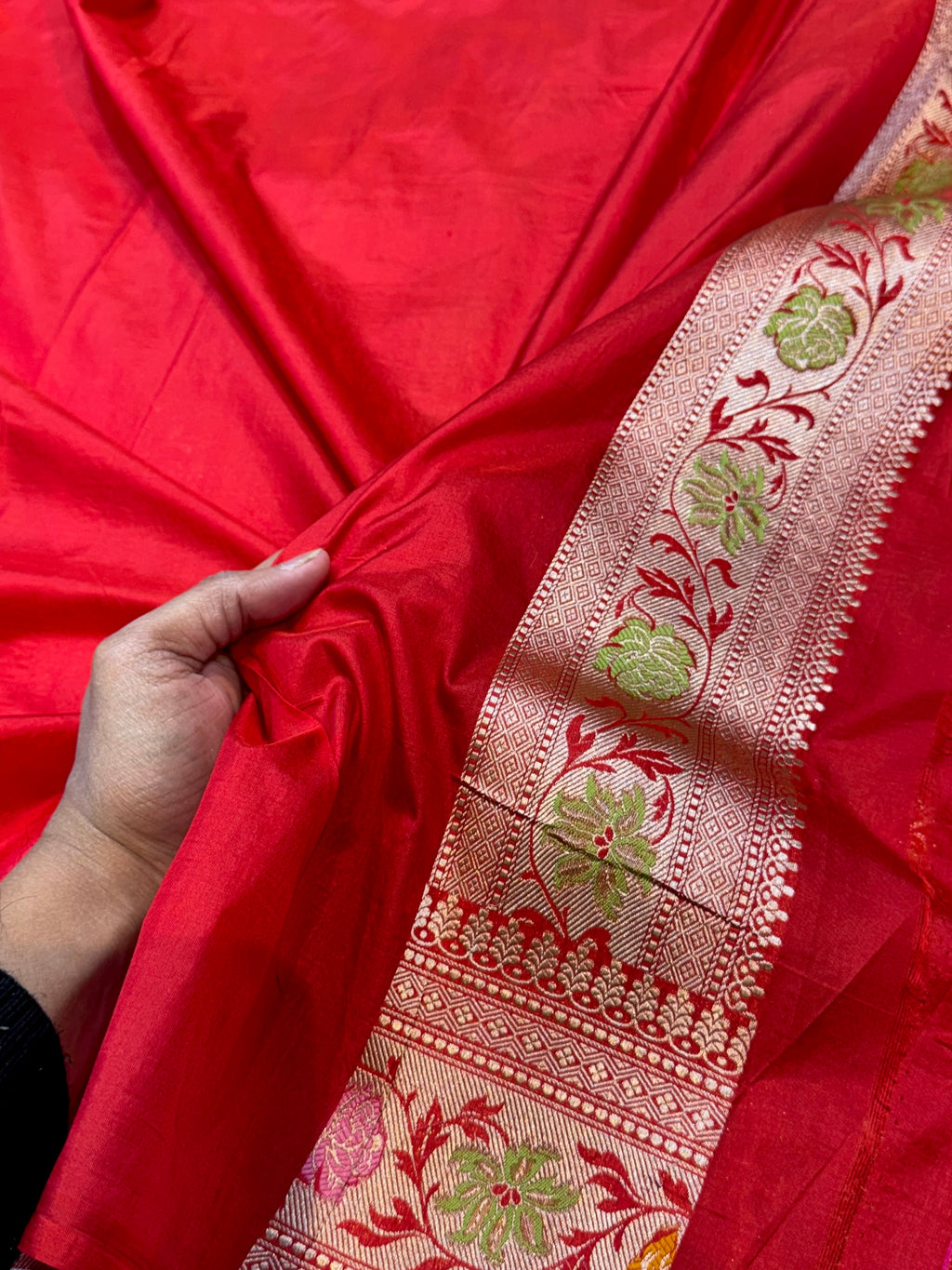 Prebook | Red 100% Pure Banarasi Katan Silk Meenakari Saree