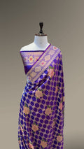 Dual Shade Purple Pure Banarasi Katan Silk Tilfi Meenakari Saree