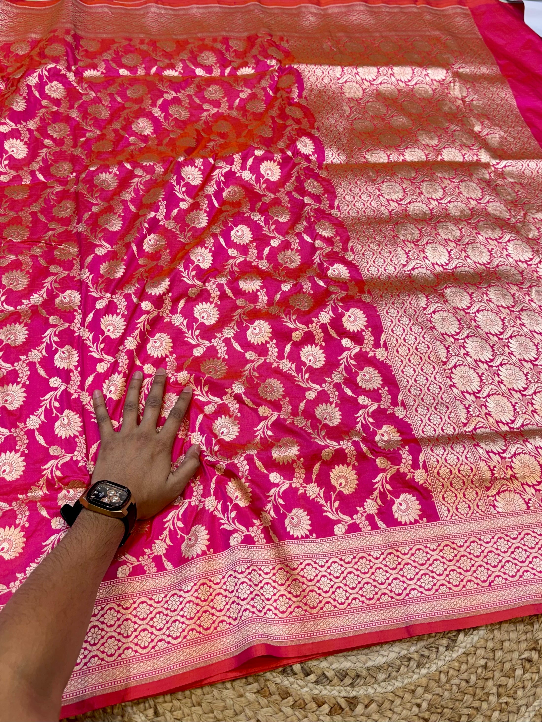 Dual Shade Pink 100% Pure Banarasi Katan Silk Saree