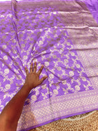 Lavender 100% Pure Banarasi Katan Silk Saree