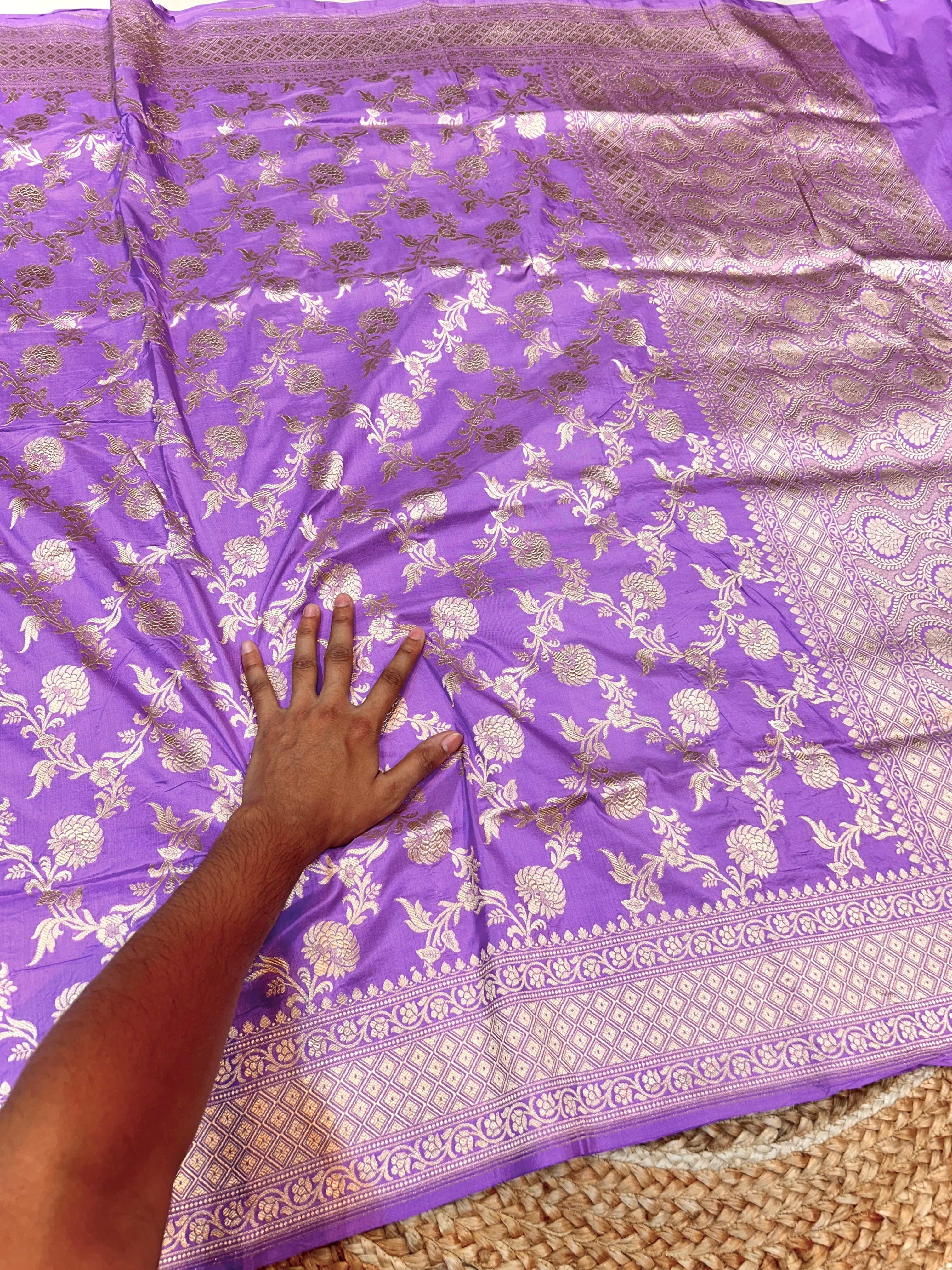 Lavender 100% Pure Banarasi Katan Silk Saree